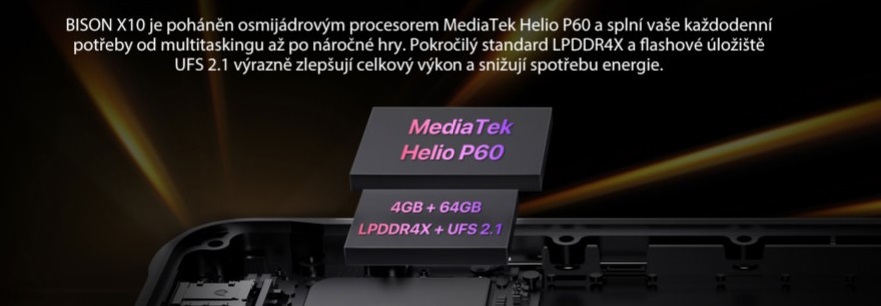 UMIDIGI BISON X10 čipset MediaTek Helio P60 a 4GB RAM